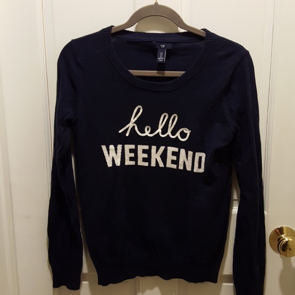 Gap Hello Weekend Novelty Navy Sweater 